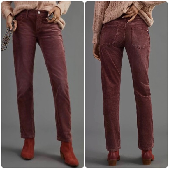 PILCRO Wine Mid-Rise Slim Boyfriend Corduroy Jeans - Picture 3 of 14